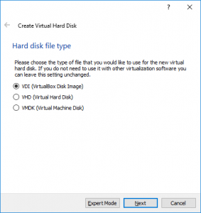 VM Hard disk file type